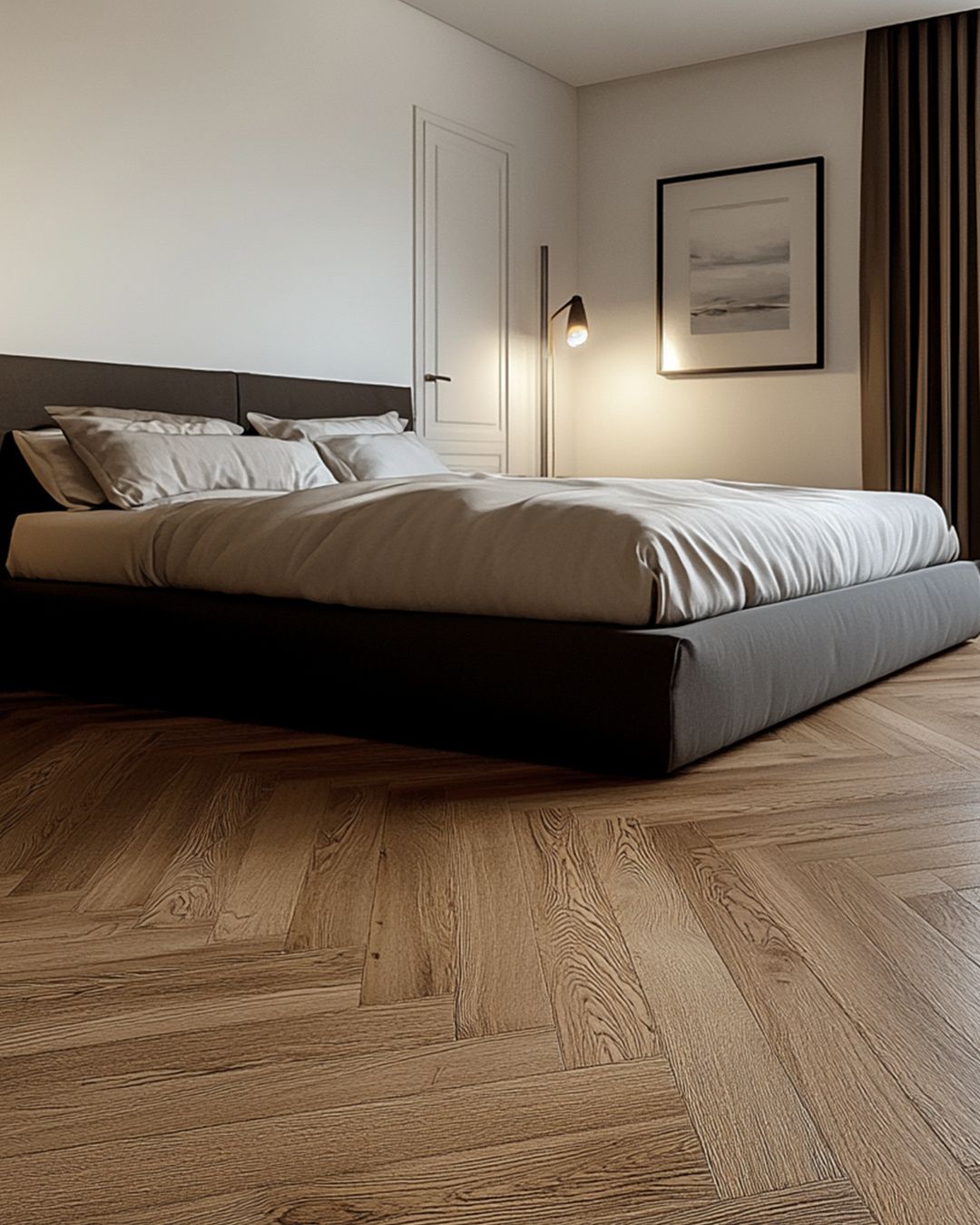 Sàn gỗ Oak trong thiết kế phòng ngủ